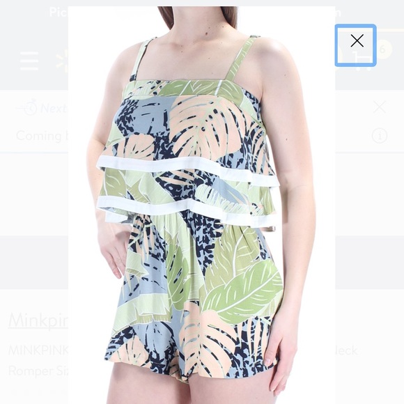 MINKPINK Green Leafs Spaghetti Strap Romper - Picture 1 of 8